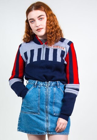 VINTAGE 70'S 1/4 ZIP KNIT JUMPER
