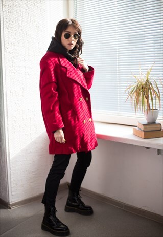 VINTAGE 80'S DOUBLE BREASTED COAT IN RED