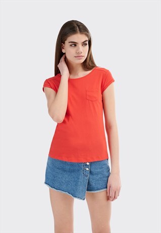 ALCOTT CORAL BASIC COTTON T-SHIRT
