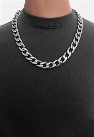 2 PACK 15MM 24" STAINLESS STEEL CURB NECKLACE CHAIN - SILVER
