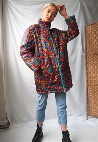 VINTAGE COLOURFUL ZIP UP JACKET