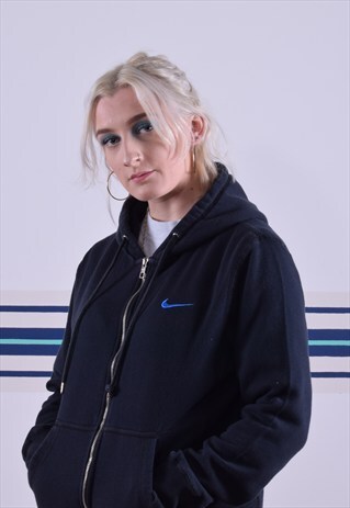 BLACK EMBROIDERED ZIP-UP HOODIE