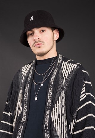 BLACK AND GREY PATTERN KNIT JUMPER BY CARLO COLLUCCI