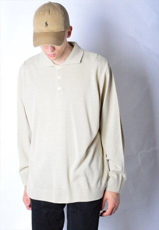 VINTAGE 90S BEIGE BUTTON JUMPER