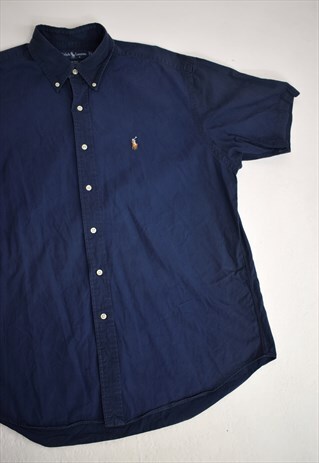 VINTAGE 90S RALPH LAUREN NAVY BUTTON UP SHIRT