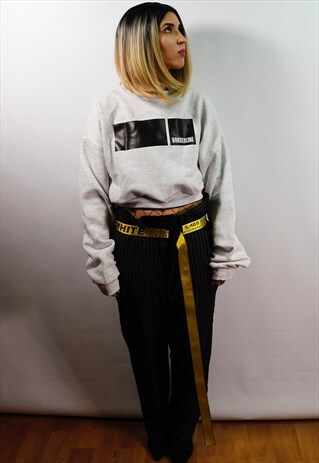 LIGHT GREY GRAPHIC CROP TOP SWEATSHIRT