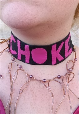 Black Leather 'CHOKE' Choker Punk Grunge 