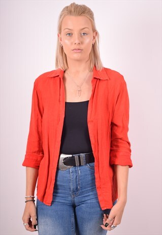 TRUSSARDI WOMENS VINTAGE SHIRT LARGE RED 90S