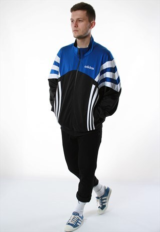 90S VINTAGE ADIDAS TRACK JACKET BIG LOGO SPELL OUT 13420