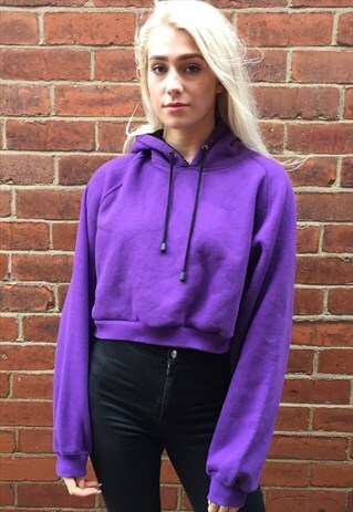VINTAGE PURPLE CROPPED HOODIE SWEATSHIRT