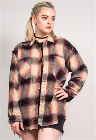 90'S VINTAGE LEVI'S BOYFRIEND STYLE CHECK FLANNEL SHIRT