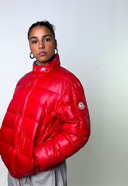 Red 80s Moncler Grenoble Puffer Jacket Coat