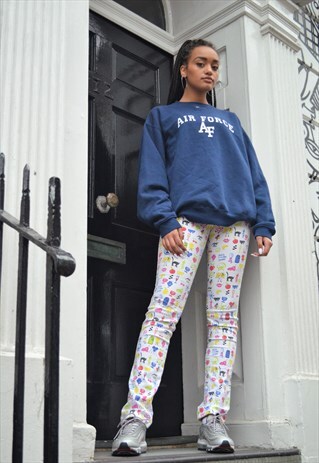 MOSCHINO WHITE CARTOON JEANS