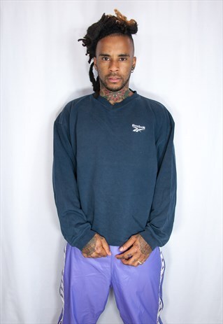 REEBOK BLUE EMBROIDED SWEATER