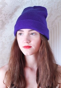 Bright blue knitted long beanie 