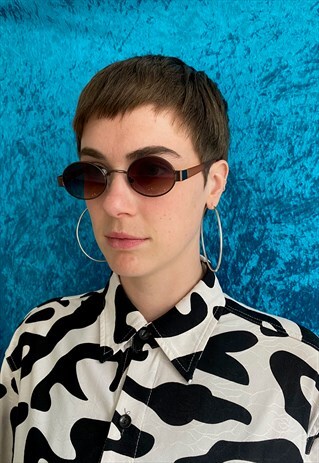 OVAL 90'S STYLE SUNGLASSES - BROWN