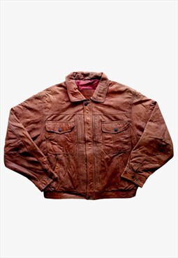 Vintage 1990s Levi's Brown Leather Trucker Jacket