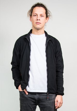 SERGIO TACCHINI BLACK 90'S ZIP UP FLEECE TOP SWEATSHIRT