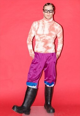 Y2K Vintage tie-dye ribbed turtleneck jumper in cantaloupe