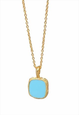TURQUOISE, 18CT GOLD ON SILVER CHAIN, TURQUOISE PENDANT