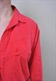 VINTAGE RED LONG SLEEVE SHIRT, RETRO CASUAL COTTON BUTTON UP