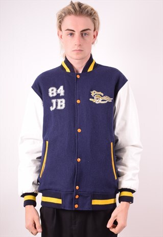 MENS VINTAGE VARSITY JACKET MEDIUM BLUE 90S