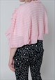 VINTAGE 60S CHIC KNITTED CHRUG BOLERO TOP IN PINK M/L