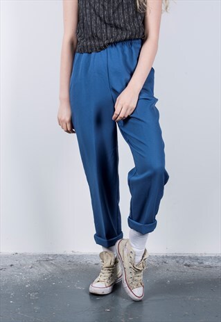 VINTAGE 1990S BLUE HIGH-WAISTED TROUSERS