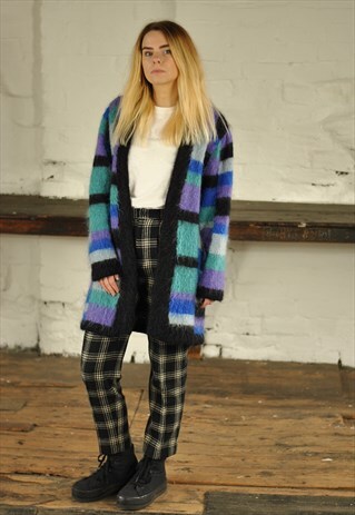 VINTAGE 80S PATTERNED OVERSIZED COATIGAN CARDIGAN