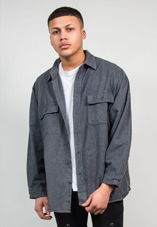 VINTAGE FLANNEL SHIRT PLAIN GREY