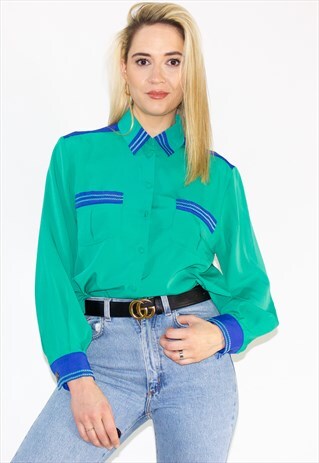 VINTAGE 90'S PATTERNED GREEN SHIRT
