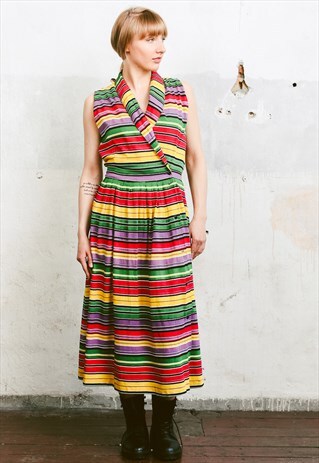 VINTAGE 90S STRIPED MIDI DRESS