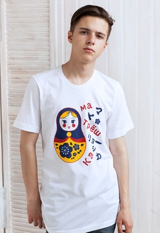 JAPANESE T SHIRT RUSSIAN DOLL KAWAII MATRYOSHKA CYRILLIC