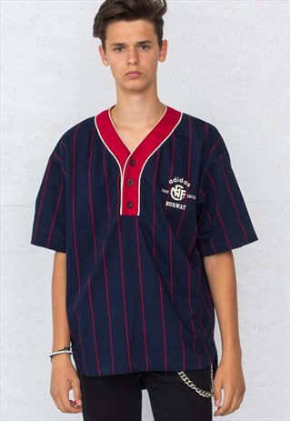 90S VINTAGE NAVY AND RED ADIDAS LOGO T-SHIRT