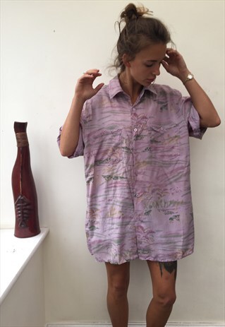 CRAZY PATTERNED OVERSIZED RETRO VINTAGE FESTIVAL SHIRT.
