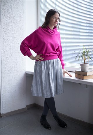 VINTAGE 80'S PINK BLACK DOTS PATTERN KNITTED JUMPER