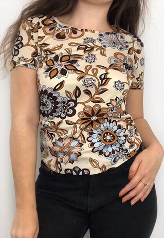 90S D&G DOLCE & GABBANA SILKY FLORAL T-SHIRT