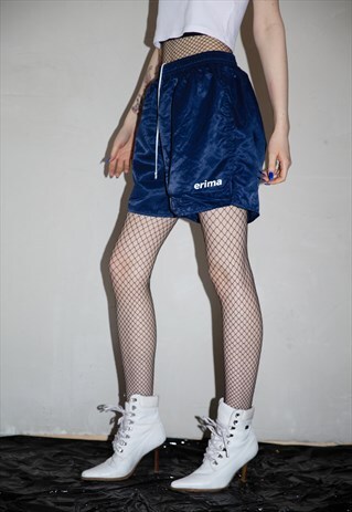 VINTAGE ERIMA SHINY NAVY SHORTS . UNISEX