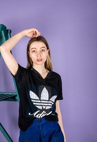 VINTAGE ADIDAS SPORTS T-SHIRT IN BLACK