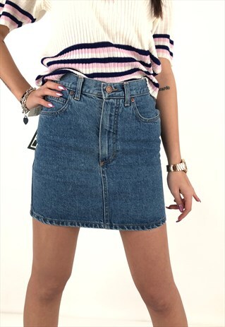VINTAGE MINI HIGH WAIST SKIRT IN DENIM DEADSTOCK