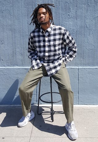 90S HERTIAGE SKATER GRUNGE PLAID FLANNEL SHIRT LARGE