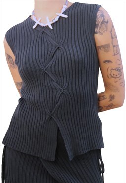 Charcoal Ribbed Top