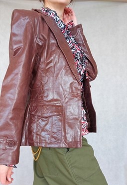 Vintage Brown Jacket, 90s Leather Jacket, Medium Size Jacket