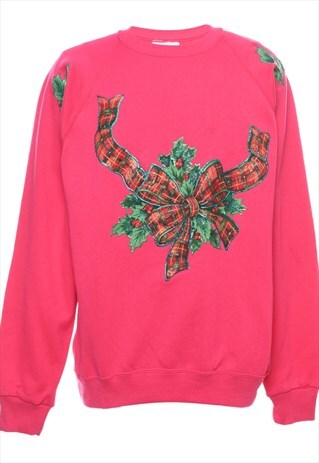 VINTAGE BEYOND RETRO PINK CHRISTMAS SWEATSHIRT - L