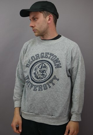 VINTAGE VARSITY SWEATER IN GREY WITH LOGO