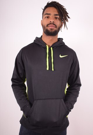 NIKE MENS VINTAGE HOODIE JUMPER MEDIUM BLACK 90S