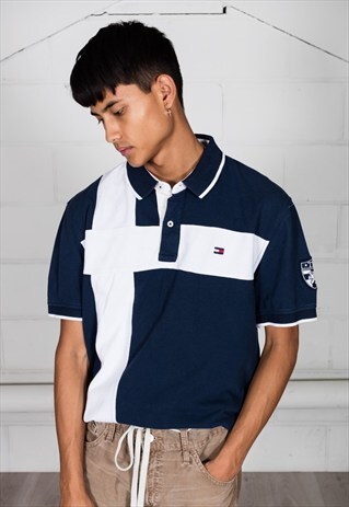 VINTAGE TOMMY HILFIGER WHITE STRIP UNISEX POLO SHIRT