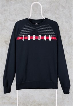 Vintage Nike Jordan Black Sweatshirt Spell Out Medium