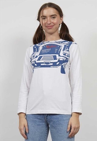 VINTAGE 90'S MOSCHINO CAR PRINT LONG-SLEEVE T-SHIRT