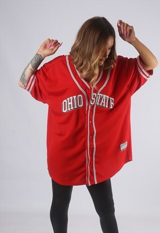 VINTAGE OHIO BASEBALL SPORT JERSEY OVERSIZED TOP LONG (GBM)